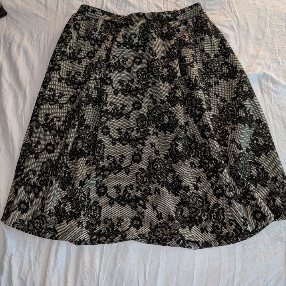Black floral skirt
